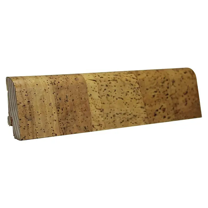 Corklife Sockelleiste - 240 cm x 20 mm x 50 mm, Kiefer, Mora, 2 Stk. - Gebogenes Panel aus Naturkork, hellbraun mit dunklen Sprenkeln.