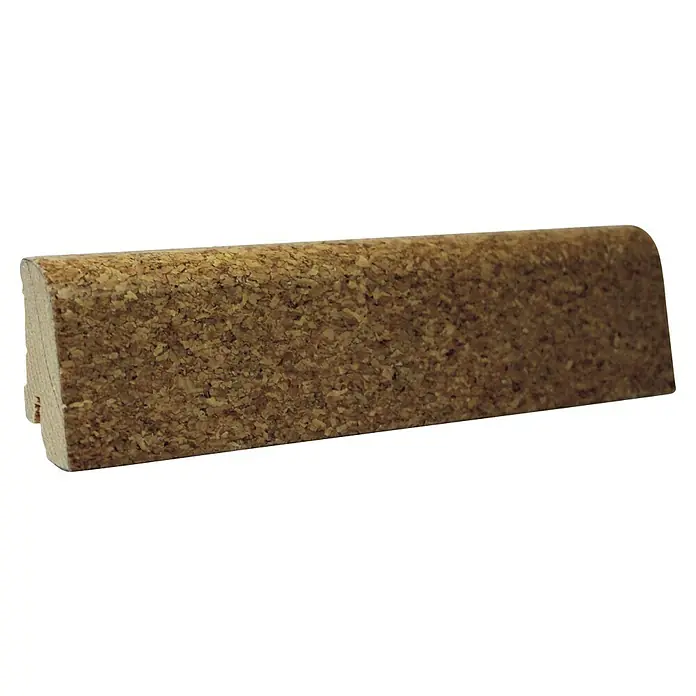 Corklife Sockelleiste - 240 cm x 20 mm x 50 mm, Kiefer, Beja, 2 Stk. - Granuliertes Korkprofil mit abgerundeter Oberkante, als Dehnungsfuge für Bodenbeläge verwendet.