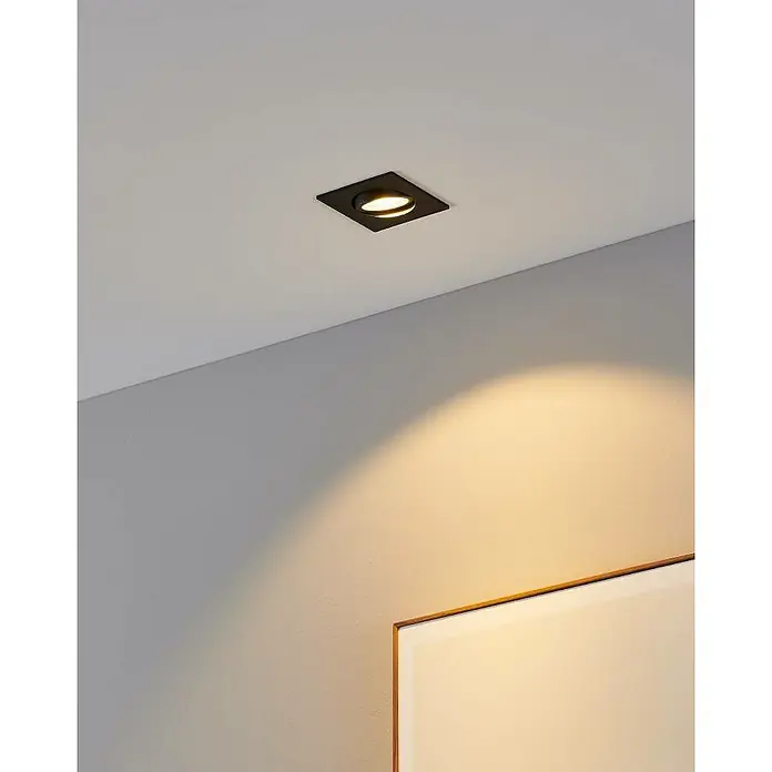 Eglo LED-Einbauleuchte SALICETO - 6 W, Warmweiß, 8,8 x 8,8 x 4,2 cm - Die Deckenleuchte mit einer quadratischen, schwarzen Fassung und dem warmweißen Licht, das den Raum erhellt, ist ein echter Hingucker.