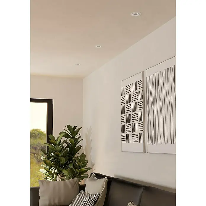 Eglo LED-Einbauleuchten-Set rund CALOGNE - 3,8 W, Weiß, RGBW - Einrichtung mit Deckeneinbauspots, die ein helles, modernes Ambiente schaffen, perfekt für stilvolle Wohnräume mit minimalistischem Dekor.