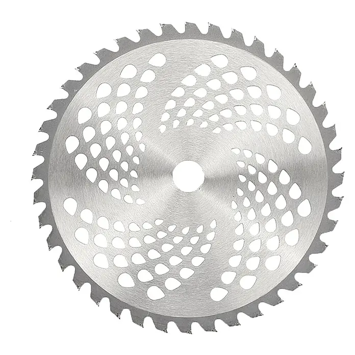 Vito Desbrozadora de gasolina con ruedas EKO - 1,6 kW, 52 cm³, Ancho de corte cuchilla: 25,5 cm - Hoja de sierra circular con dientes afilados y orificios para corte y refrigeración eficientes. Ideal para carpintería.