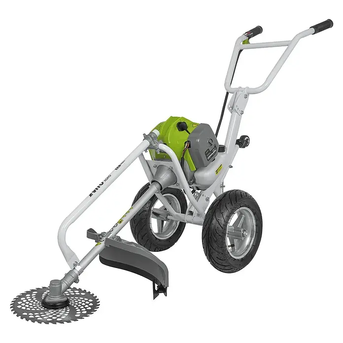Vito Desbrozadora de gasolina con ruedas EKO - 1,6 kW, 52 cm³, Ancho de corte cuchilla: 25,5 cm - Desbrozadora con ruedas para trabajar fácilmente en terrenos irregulares. El dispositivo es robusto y duradero para uso profesional.