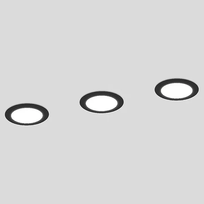 Eglo LED-Einbauleuchten-Set rund ABIUL - 3,2 W, Ø x H: 8,6 x 4 cm, Schwarz, RGBW - Drei runde, bündig montierte LED-Deckenleuchten mit schwarzem Rand und hellem Licht. Elegante und moderne Beleuchtung.