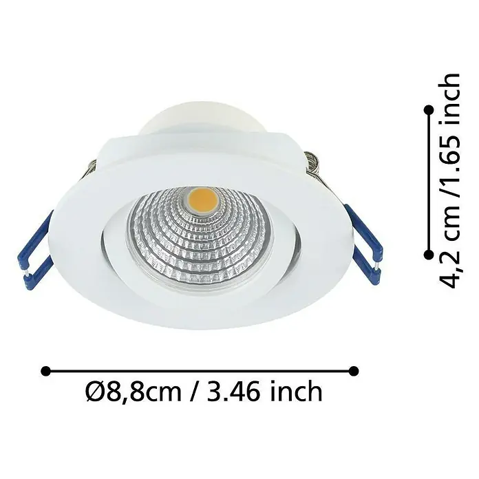 Eglo Downlight LED empotrable Saliceto - Blanco cálido, Diámetro: 8,8 cm, Blanco, 3 ud. - Foco LED empotrable blanco con reflector texturizado. Medidas: 8,8 cm diámetro, 4,2 cm altura.
