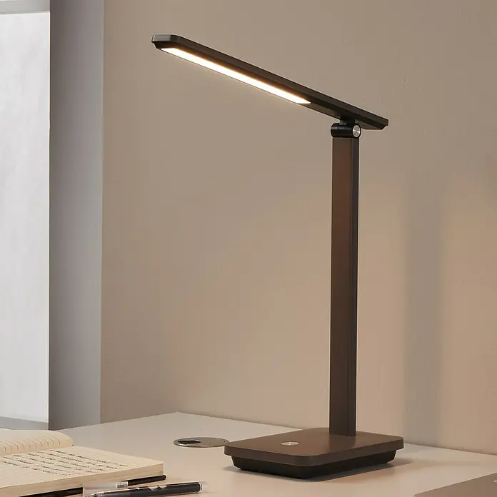 Eglo LED-Tischleuchte Iniesta - 3,6 W, L x B x H: 33 x 3,5 x 35 cm, Cappuccino, Warmweiß - Moderne Schreibtischleuchte mit LED-Beleuchtung und verstellbarem Arm für optimales Licht beim Arbeiten oder Lesen.