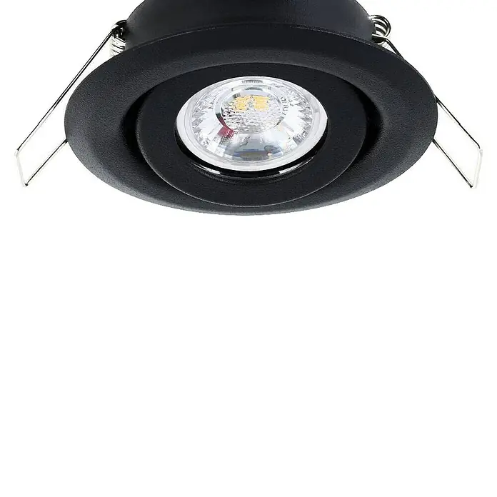Eglo LED-Einbauleuchten-Set rund SALICETO MINI-PUCK - 4,2 W, Ø x H: 7,7 x 2,3 cm, Schwarz, Warmweiß - Schwarzer LED-Einbaustrahler mit Drehfunktion und Haltefedern für die Deckenmontage, modernes Design für Wohn- und Geschäftsräume.