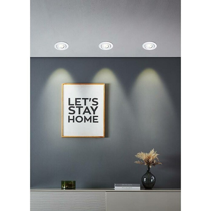 Eglo Set okroglih LED vgradnih svetilk Saliceto Mini-Puck  (4,2 W, Ø x V: 7,7 x 2,3 cm, Bela, Toplo bela) | Vgradni žarometi | Reflektorji in žarometi | Svetila | Elektro in svetila | Izdelki | BAUHAUS