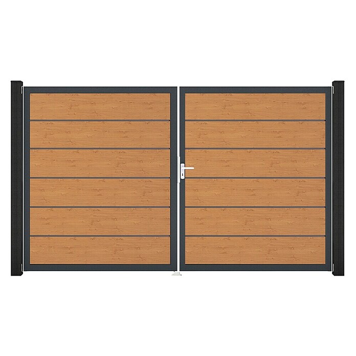 GroJa BasicLine Gartentor Premium (300 x 180 cm, Asteiche Natur (DB703), Kunststoff, DIN Anschlag: Rechts) | BAUHAUS