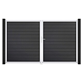 GroJa BasicLine Gartentor Schmal (300 x 180 cm, Anthrazit (EV1), Kunststoff, DIN Anschlag: Rechts)