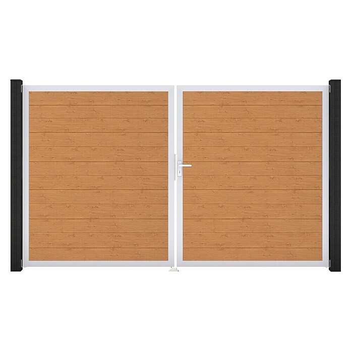 GroJa BasicLine Gartentor Schmal (300 x 180 cm, Asteiche Natur (EV1), Kunststoff, DIN Anschlag: Rechts) | BAUHAUS