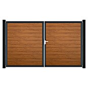 GroJa BasicLine Gartentor Schmal (300 x 180 cm, Golden Oak (DB703), Kunststoff, DIN Anschlag: Rechts) | BAUHAUS