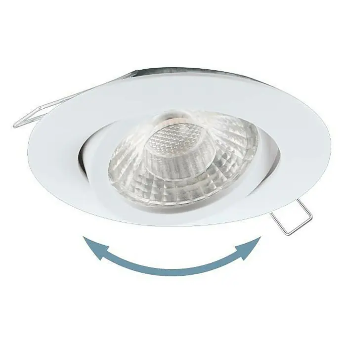 Eglo LED-Einbauleuchten-Set rund TEDO 1 - 4,8 W, Weiß, Warmweiß - Weiße Deckenleuchte mit drehbarem LED-Spot für flexible Beleuchtung, ideal für Wohn- und Geschäftsräume.\n