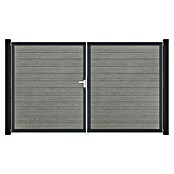 GroJa BasicLine Gartentor Schmal (300 x 180 cm, Grey Ash Cut (DB703), Kunststoff, DIN Anschlag: Links) | BAUHAUS