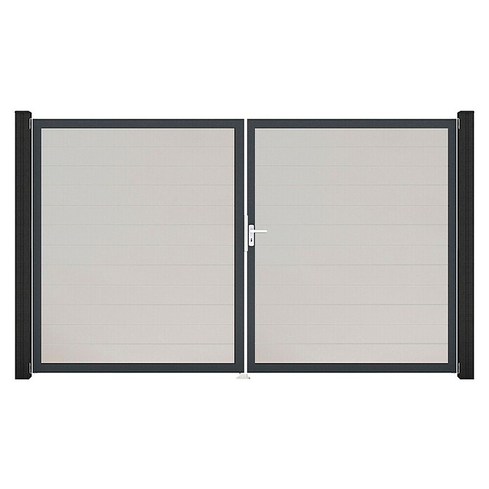 GroJa BasicLine Gartentor Schmal (300 x 180 cm, Weiß (DB703), Kunststoff, DIN Anschlag: Rechts) | BAUHAUS