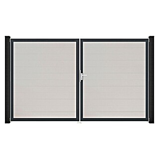 GroJa BasicLine Gartentor Schmal (300 x 180 cm, Weiß (DB703), Kunststoff, DIN Anschlag: Rechts)