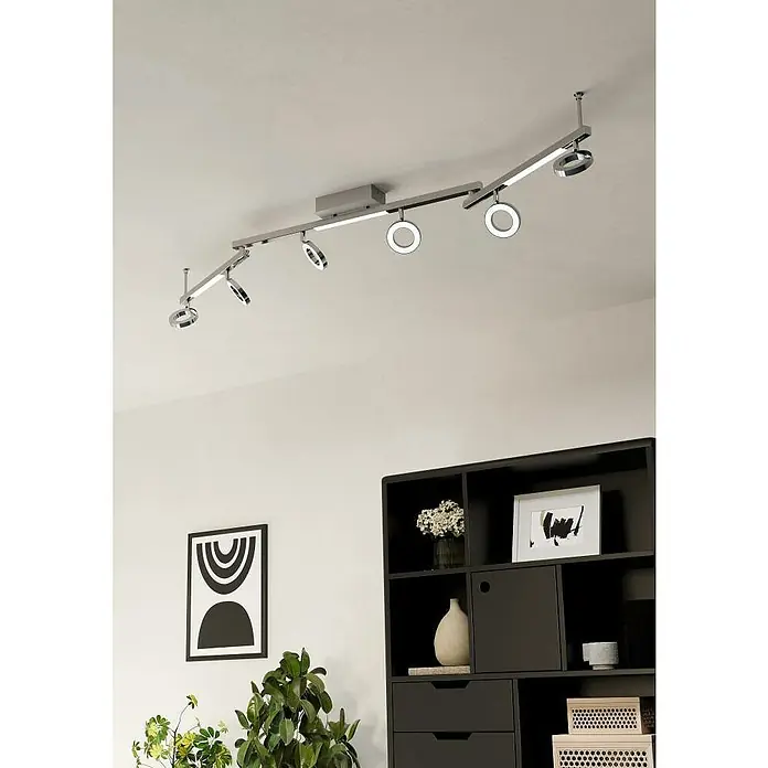 Eglo LED-Deckenstrahler Cardillio 1 - 29,1 W, Chrom, Warmweiß - Moderne Deckenleuchte mit sechs LED-Spots und Chrom-Finish für eine stilvolle Beleuchtung im Wohnbereich.