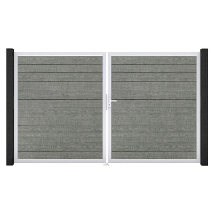 GroJa BasicLine Gartentor Schmal (300 x 180 cm, Gray Ash Cut (EV1), Kunststoff, DIN Anschlag: Rechts) | BAUHAUS