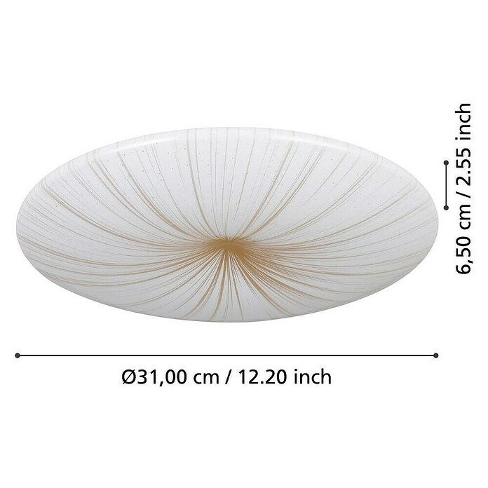 Eglo LED-Deckenleuchte rund NIEVES 1 (19,5 W, Ø x H: 41 x 6,5 cm, Weiß/Gold, Warmweiß) | BAUHAUS