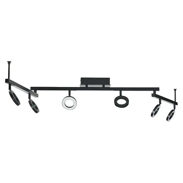 Eglo Cardillio 2 LED-Deckenstrahler - 29,1 W, L x B x H: 158,5 x 8,5 x 17,5 cm, Schwarz, Warmweiß, 9 Stk. - Die lineare Deckenleuchte mit mehreren runden Strahlern bietet eine moderne Beleuchtungslösung für jeden Raum.