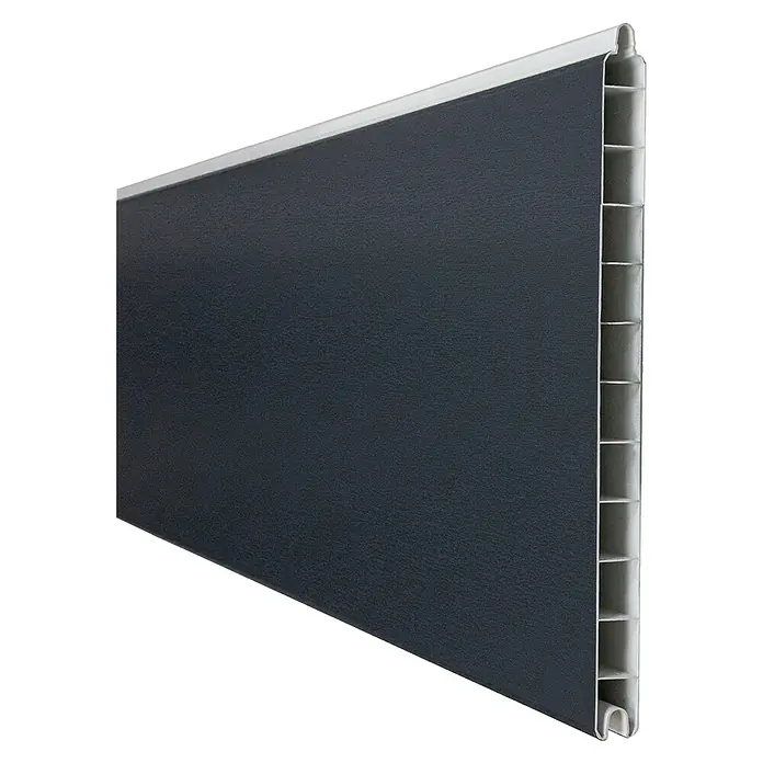 GroJa BasicLine Steckzaun Premium - 180 x 28,4 cm, Anthrazitgrau - Dunkelgraue, strukturierte Platte mit hellgrauem Rand und hohler Innenstruktur, wahrscheinlich für Verkleidungen.