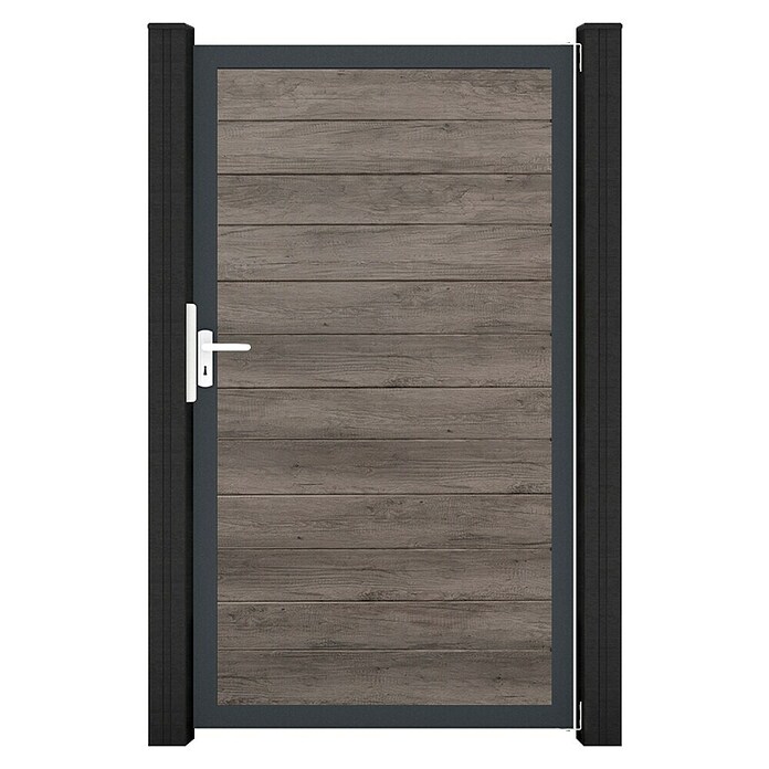GroJa BasicLine Gartentor Schmal (100 x 180 cm, Monument Oak (DB703), Kunststoff) | BAUHAUS