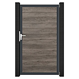 GroJa BasicLine Gartentor Schmal (100 x 180 cm, Monument Oak (DB703), Kunststoff)