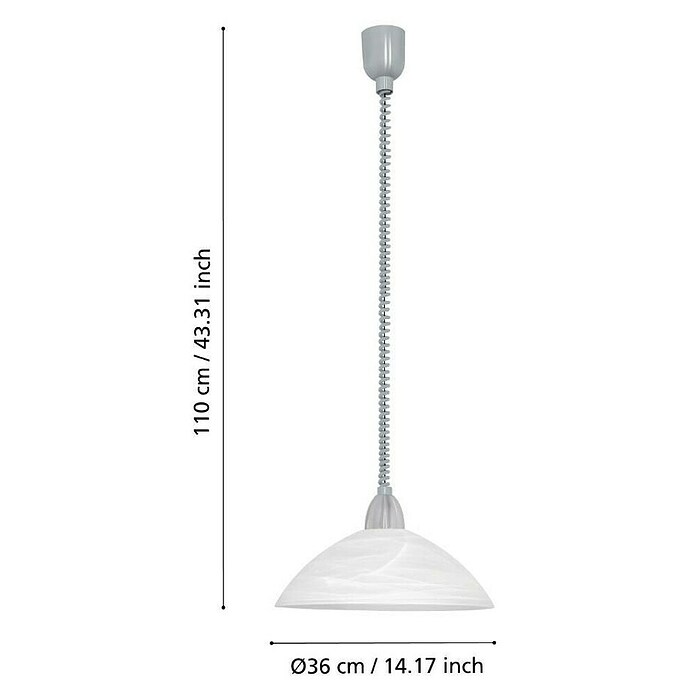 Eglo Pendelleuchte rund Lord 2 (1-flammig, Max. Leistung: 60 W, Durchmesser: 36 cm, Höhe: 110 cm, Energieeffizienzklasse: A++ bis E)