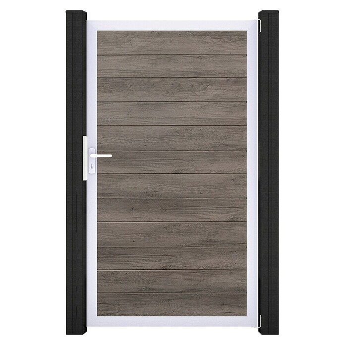 GroJa BasicLine Gartentor Schmal (100 x 180 cm, Monument Oak (EV1), Kunststoff) | BAUHAUS