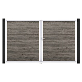GroJa BasicLine Gartentor (300 x 180 cm, Monument Oak (EV1), Kunststoff, DIN Anschlag: Rechts)