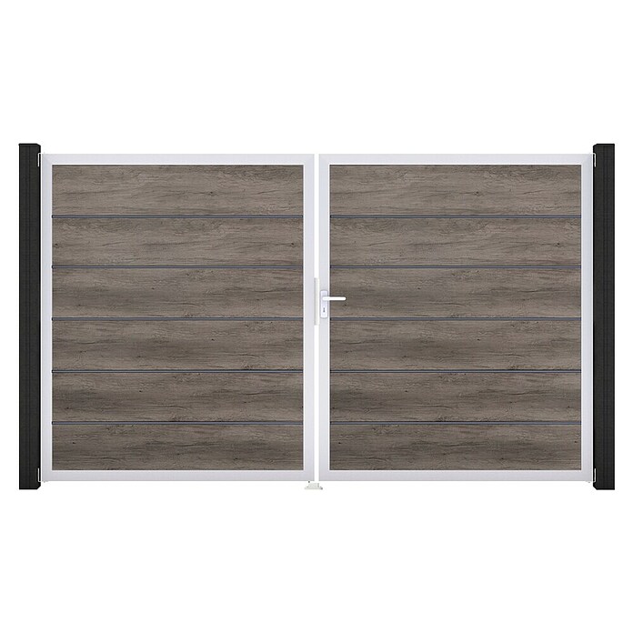 GroJa BasicLine Gartentor Premium (300 x 180 cm, Monument Oak (EV1), Kunststoff, DIN Anschlag: Rechts) | BAUHAUS