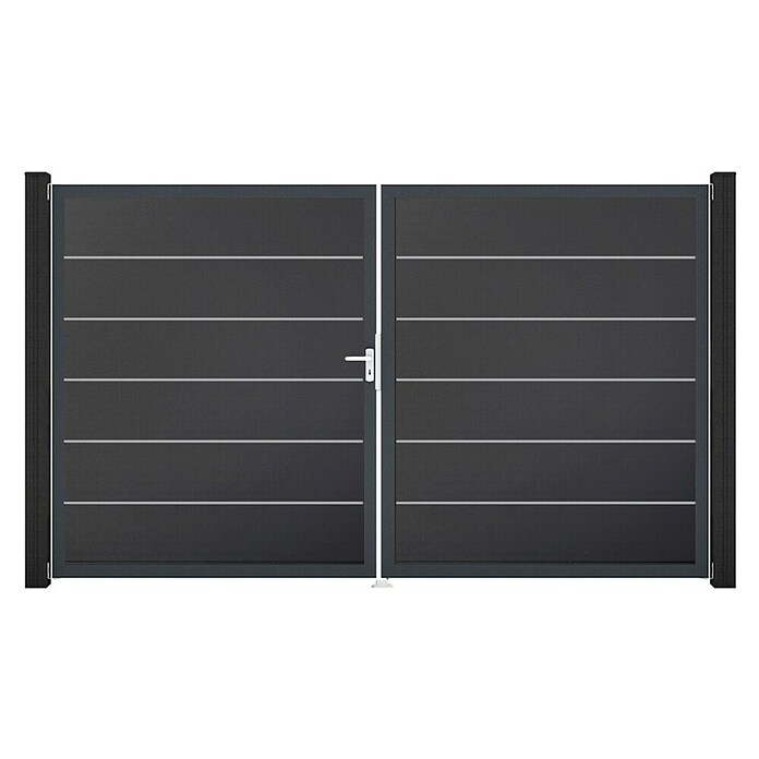 GroJa BasicLine Gartentor Premium (300 x 180 cm, Anthrazit (DB703), Kunststoff, DIN Anschlag: Links) | BAUHAUS