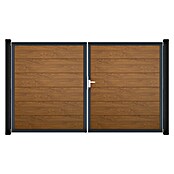 GroJa BasicLine Gartentor (300 x 180 cm, Golden Oak (DB703), Kunststoff, DIN Anschlag: Rechts) | BAUHAUS