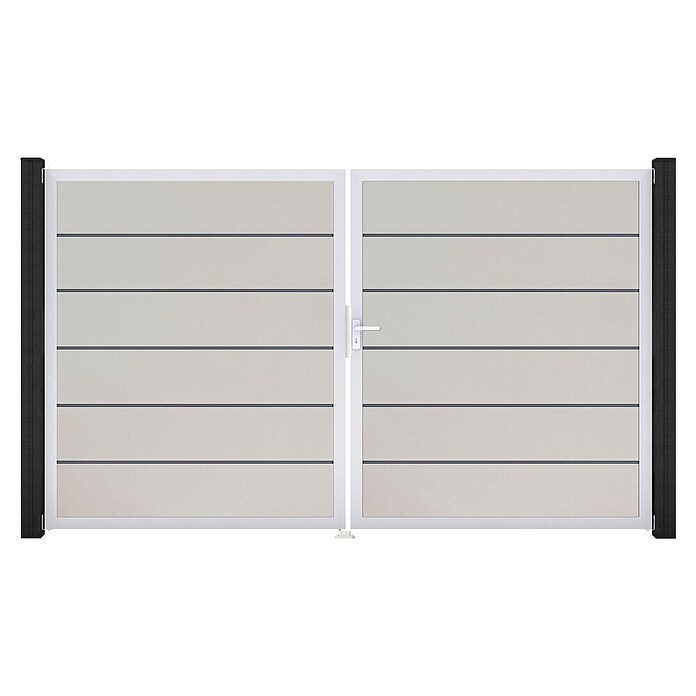 GroJa BasicLine Gartentor Premium (300 x 180 cm, Weiß (EV1), Kunststoff, DIN Anschlag: Rechts) | BAUHAUS