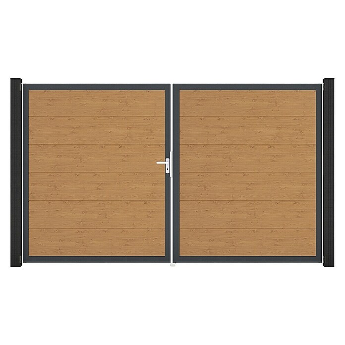 GroJa BasicLine Gartentor (300 x 180 cm, Asteiche Natur (DB703), Kunststoff, DIN Anschlag: Links) | BAUHAUS