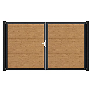 GroJa BasicLine Gartentor (300 x 180 cm, Asteiche Natur (DB703), Kunststoff, DIN Anschlag: Links)