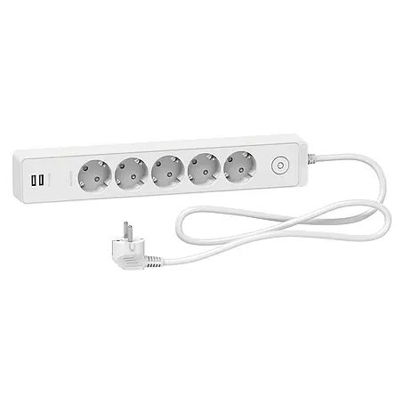 Schneider Electric  Base de enchufe múltiple con USB