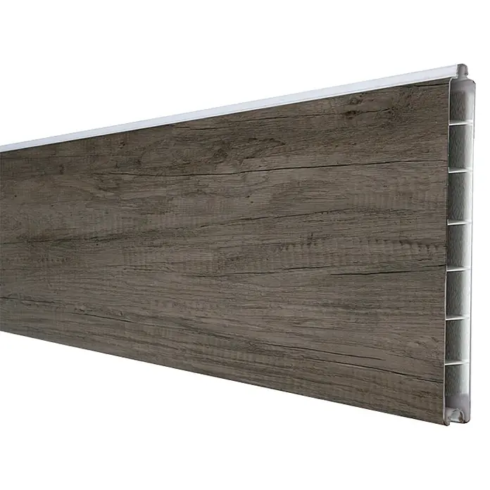 GroJa BasicLine Steckzaun Schmal - 180 x 15 cm, Monument Oak - Dunkles PVC-Paneel in Holzoptik mit Hohlkammerstruktur zur Innenverkleidung.