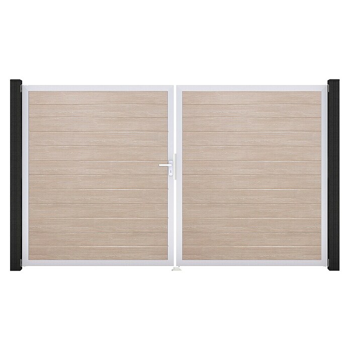 GroJa BasicLine Gartentor Schmal (300 x 180 cm, Shefflied Oak (EV1), Kunststoff, DIN Anschlag: Links) | BAUHAUS