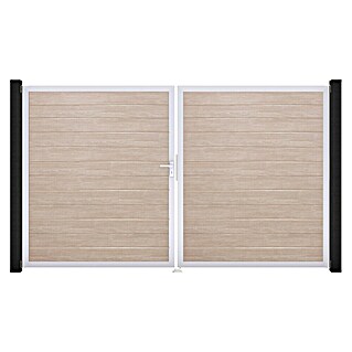 GroJa BasicLine Gartentor Schmal (300 x 180 cm, Shefflied Oak (EV1), Kunststoff, DIN Anschlag: Links)