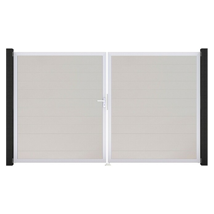 GroJa BasicLine Gartentor Schmal (300 x 180 cm, Weiß (EV1), Kunststoff, DIN Anschlag: Links) | BAUHAUS
