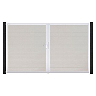 GroJa BasicLine Gartentor Schmal (300 x 180 cm, Weiß (EV1), Kunststoff, DIN Anschlag: Links)