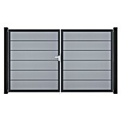 GroJa BasicLine Gartentor Premium (300 x 180 cm, Silbergrau (DB703), Kunststoff, DIN Anschlag: Links) | BAUHAUS
