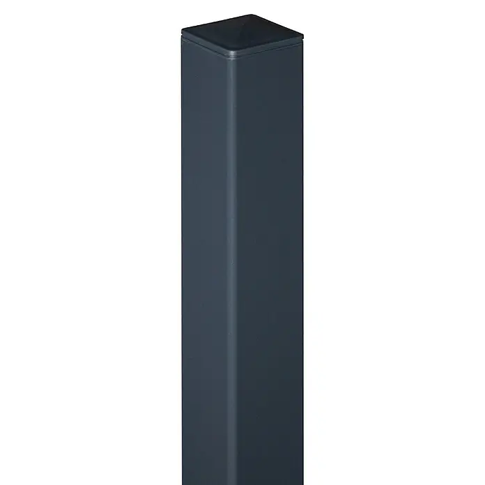 GroJa Ambiente Zaunpfosten - Höhe: 240 cm, Anthrazit (RAL 7016), Aluminium - Dunkelgrauer Vierkantpfosten mit passender Endkappe.