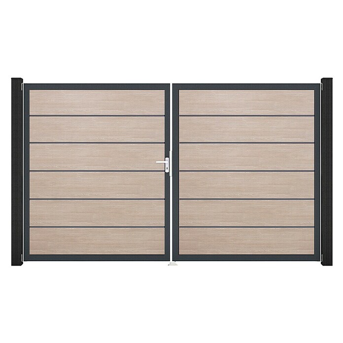 GroJa BasicLine Gartentor Premium (300 x 180 cm, Shefflied Oak (DB703), Kunststoff, DIN Anschlag: Links) | BAUHAUS