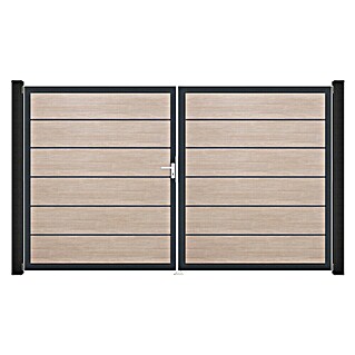 GroJa BasicLine Gartentor Premium (300 x 180 cm, Shefflied Oak (DB703), Kunststoff, DIN Anschlag: Links)