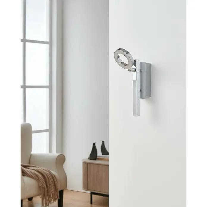 Eglo LED-Wandstrahler Cardillio 1 - Chrom, Warmweiß, 1 Stk. - Moderne Wandleuchte mit einem runden, silberfarbenen Akzent und einem minimalistischen Design, das Eleganz in jeden Raum bringt.