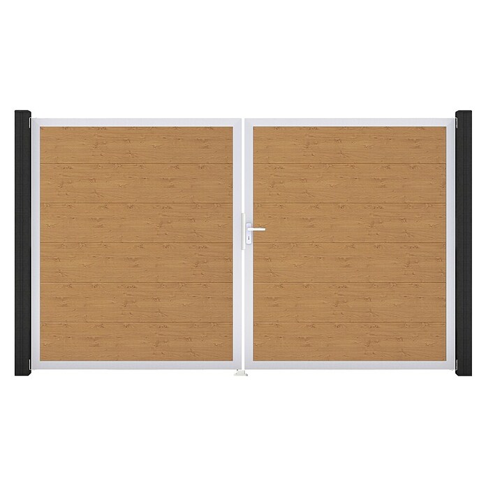 GroJa BasicLine Gartentor (300 x 180 cm, Asteiche Natur (EV1), Kunststoff, DIN Anschlag: Rechts) | BAUHAUS