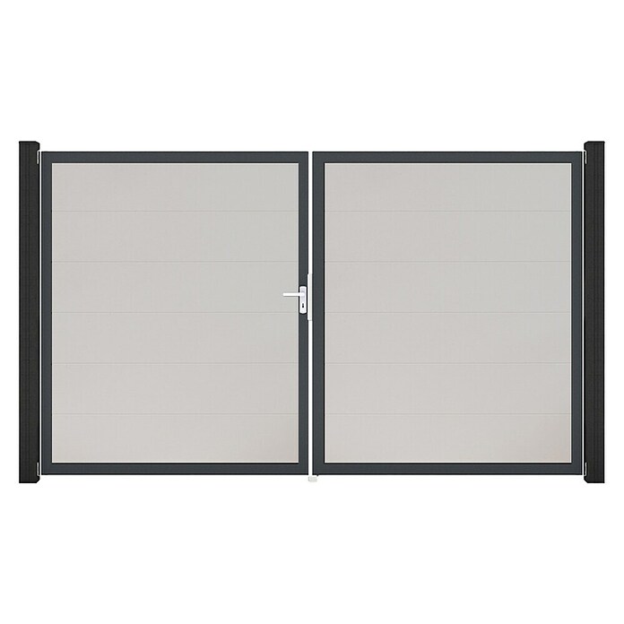 GroJa BasicLine Gartentor (300 x 180 cm, Weiß (DB703), Kunststoff, DIN Anschlag: Links) | BAUHAUS