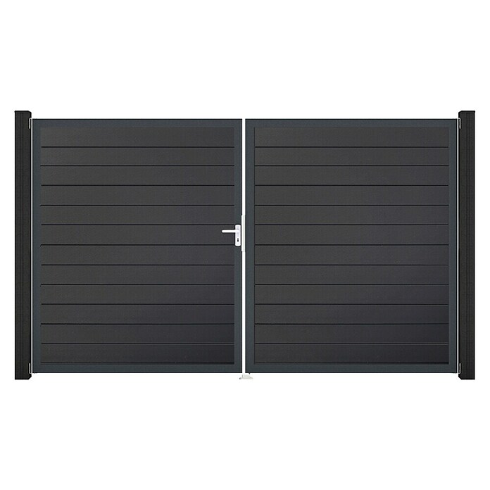 GroJa BasicLine Gartentor Schmal (300 x 180 cm, Anthrazit (DB703), Kunststoff, DIN Anschlag: Links) | BAUHAUS