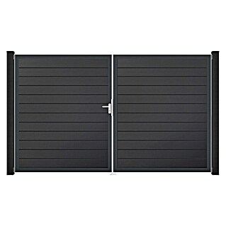 GroJa BasicLine Gartentor Schmal (300 x 180 cm, Anthrazit (DB703), Kunststoff, DIN Anschlag: Links)